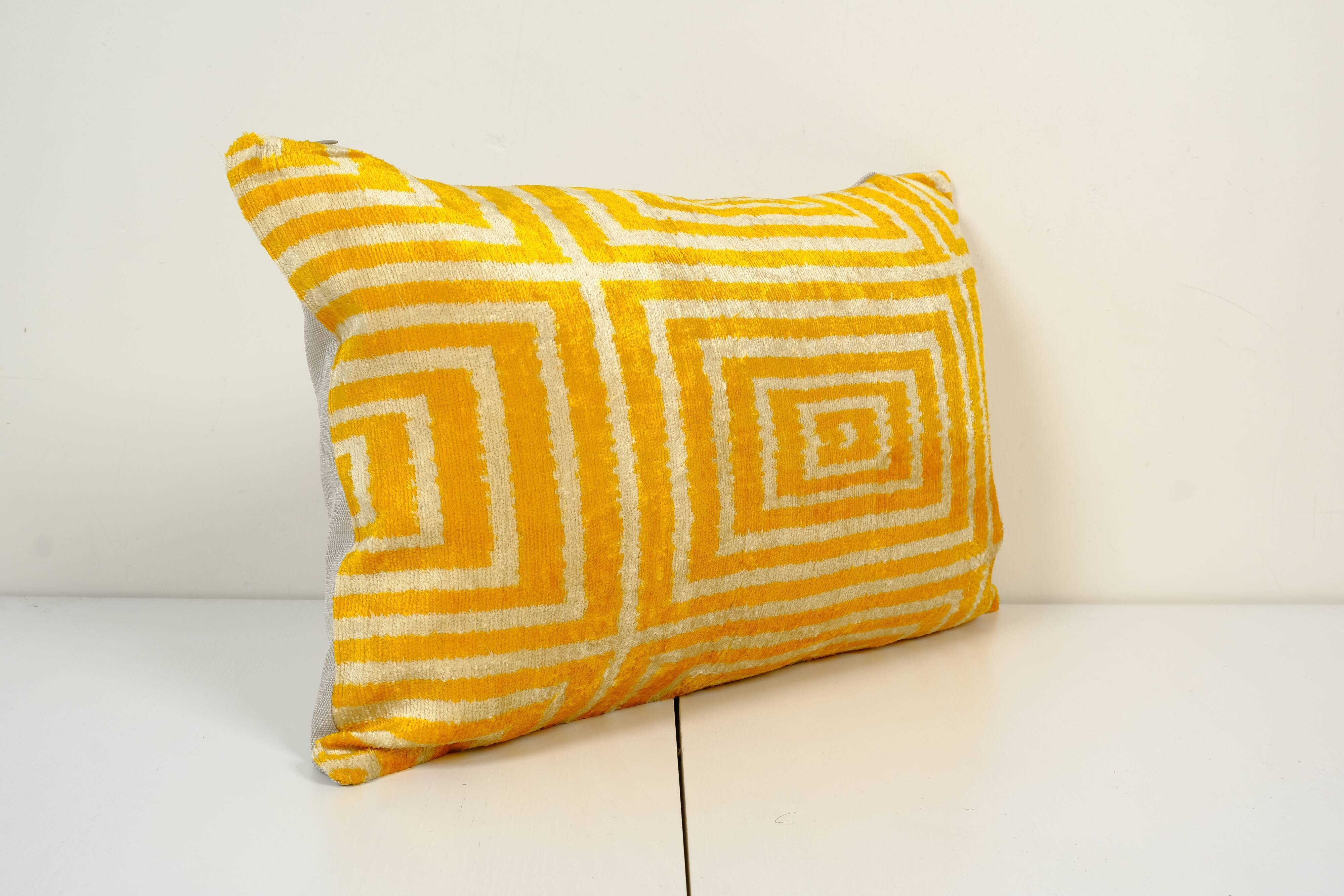 Silk ikat velvet pillow