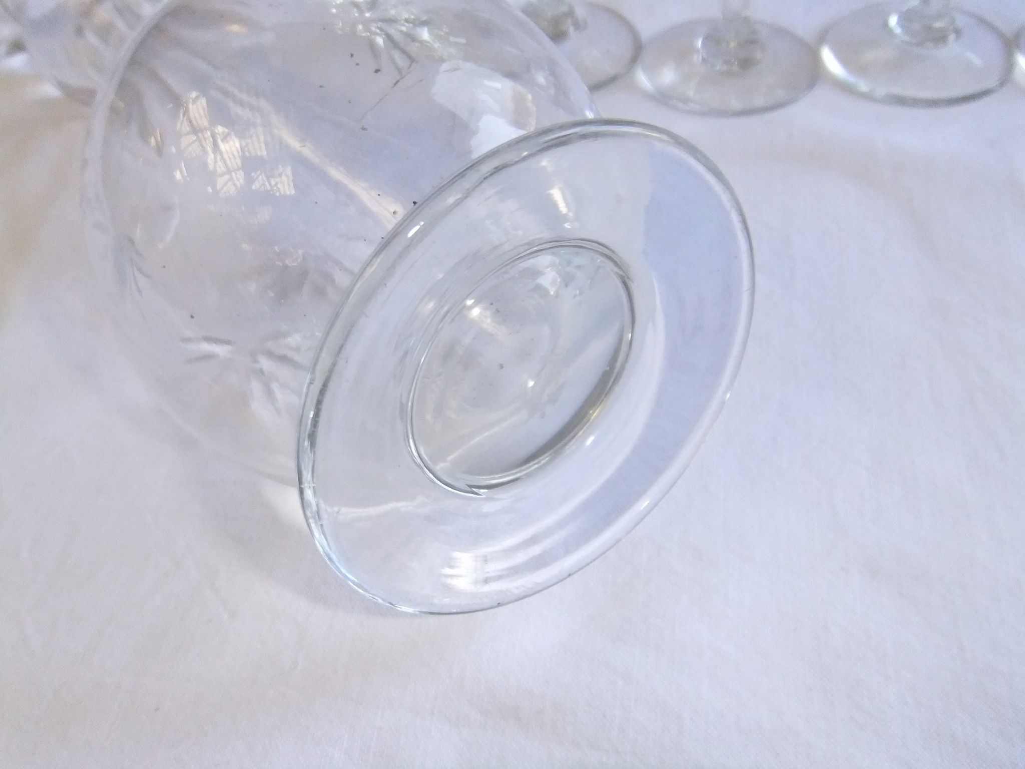 Bohemian crystal liqueur service Baccarat St Louis carafe glasses signed by an anchor