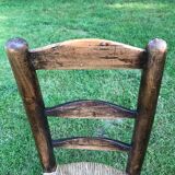 Pair of oak and straw chairs, 19th century period.