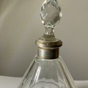 Antique crystal bottle with art deco hallmarked silver neck with facets