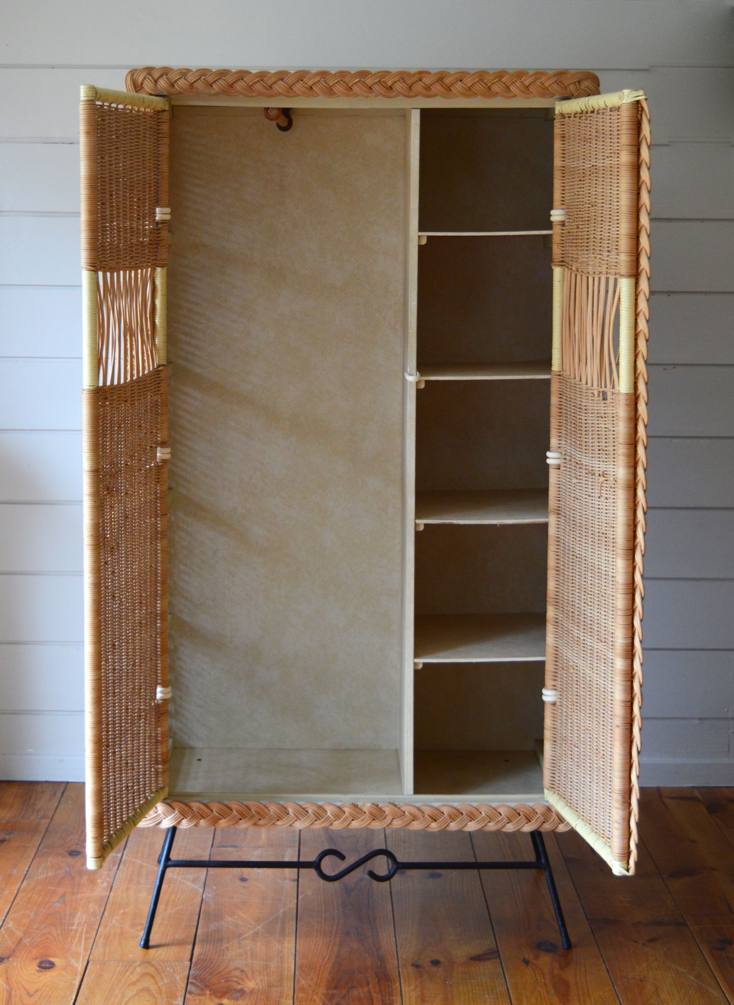 Rattan and wicker cabinet