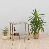 Mid-century italian brass bar cart with portable tray, 1960s