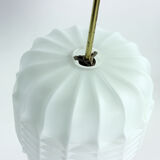 Midcentury Ceiling Pendant In White Glass And Brass, Czechoslovakia 1960s
