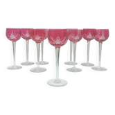 10 Verres à vin Roemer Cristallerie Nancy Cristal taillé doublé estampillés
