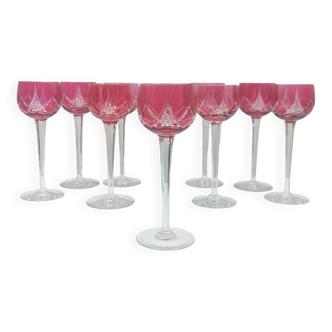 10 cut crystal wine glasses from Roemer, Cristallerie Nancy, double-stamped.