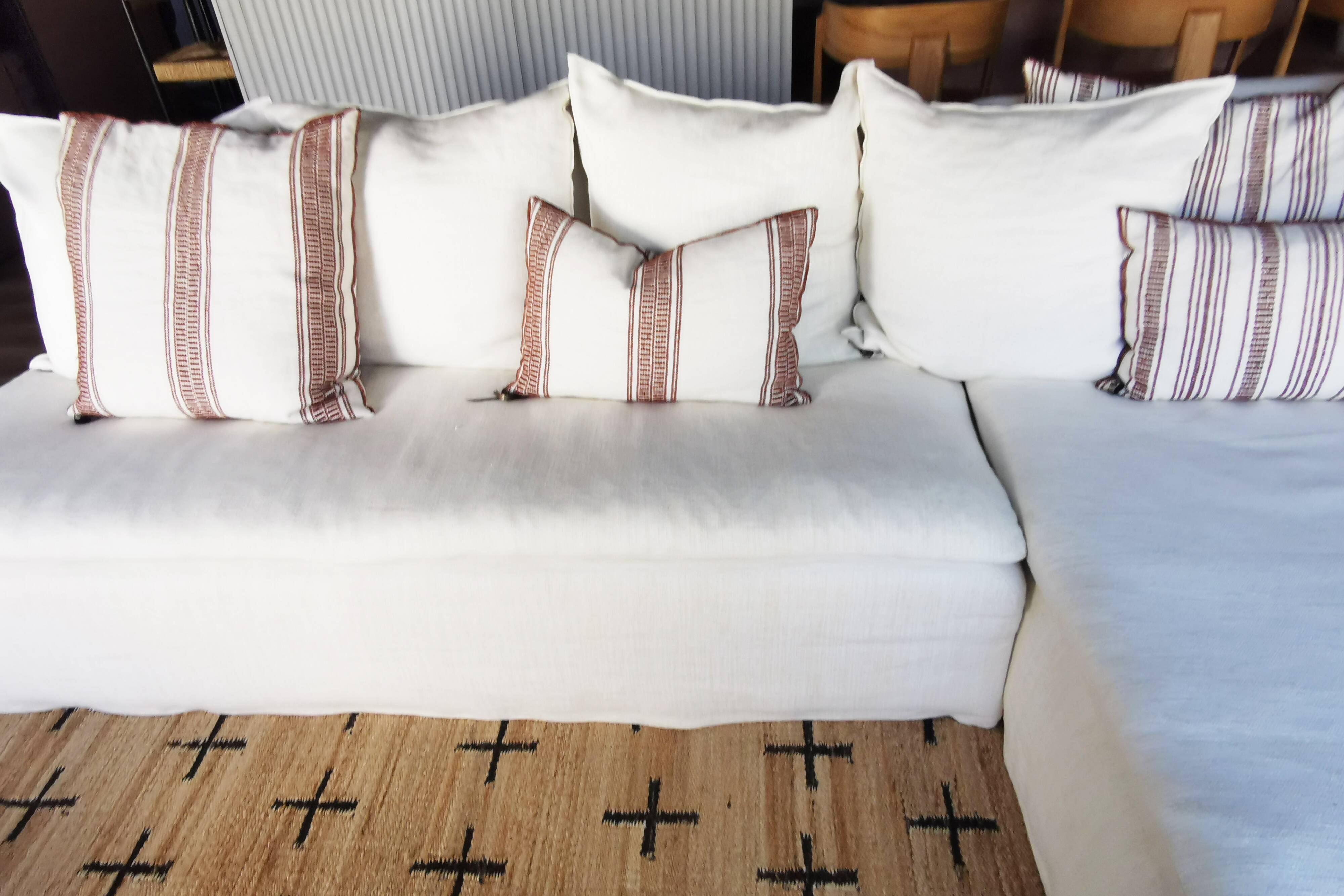 Sofa + daybed in linen canvas and removable jute Holiday home