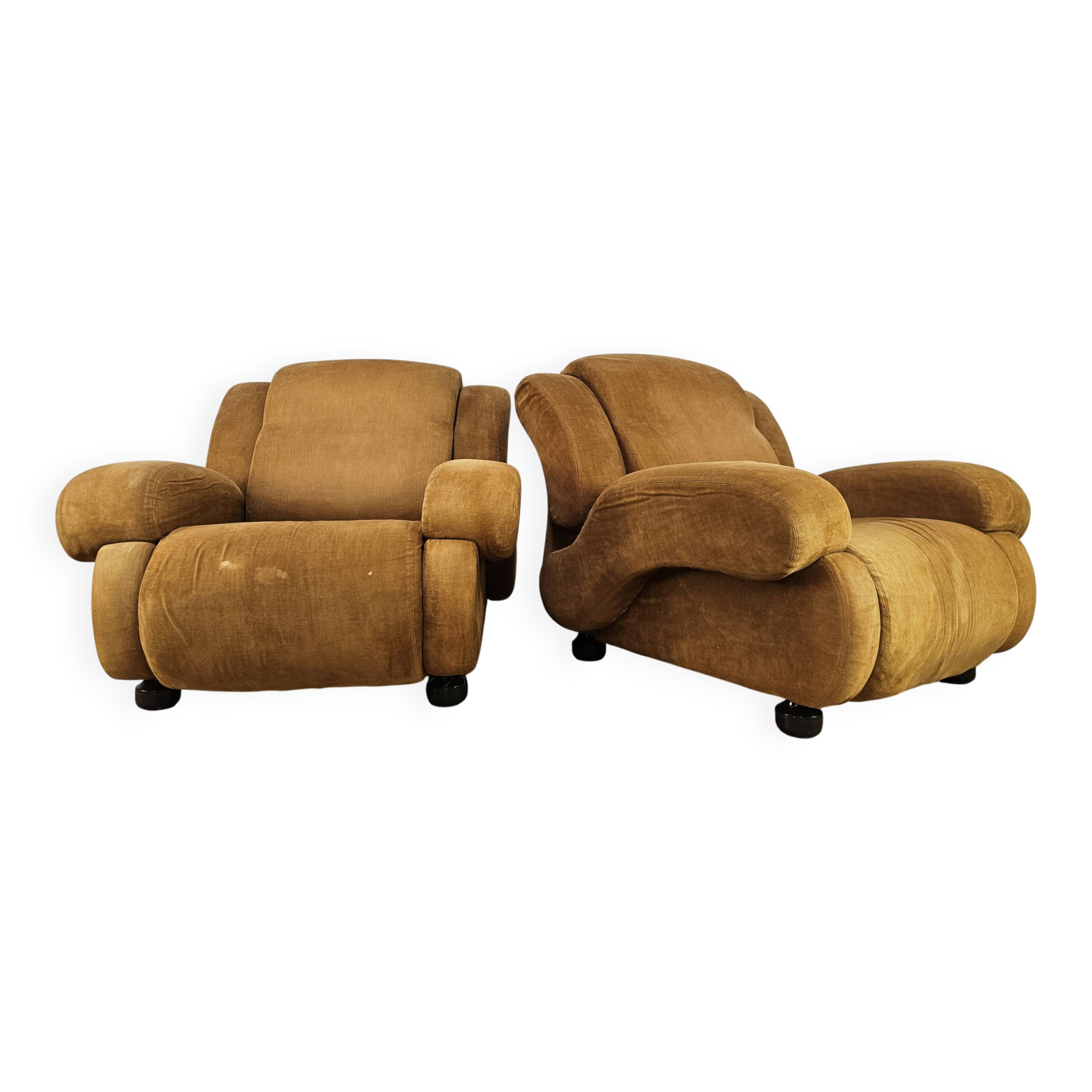 Pair of 1970s fabric armchairs