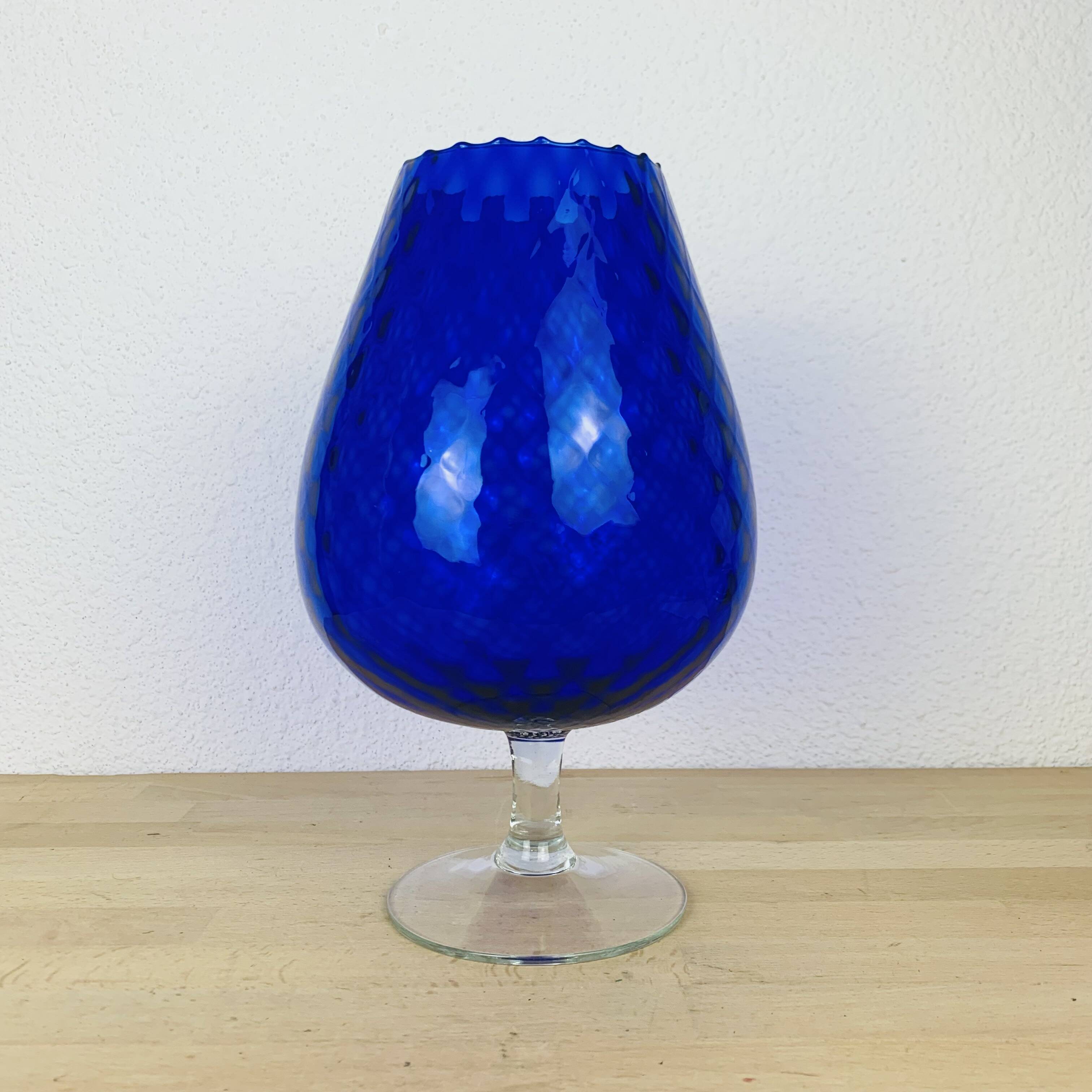 Italian Empoli vase blue glass 33 cm