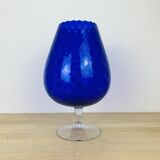 Italian Empoli vase blue glass 33 cm