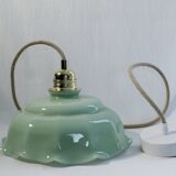 Suspension in vintage almond green opaline - electrified to nine