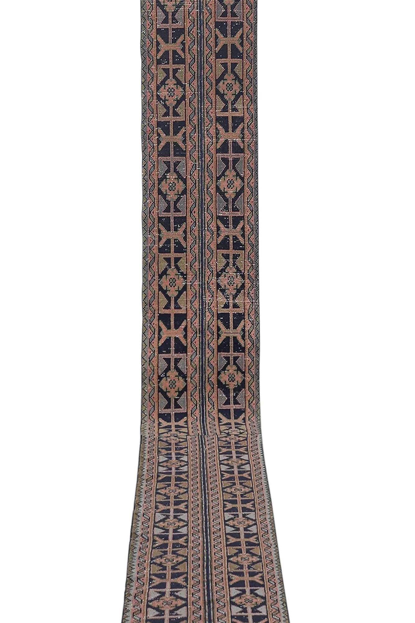 Vintage Turkish hallway rug 58x667 cm