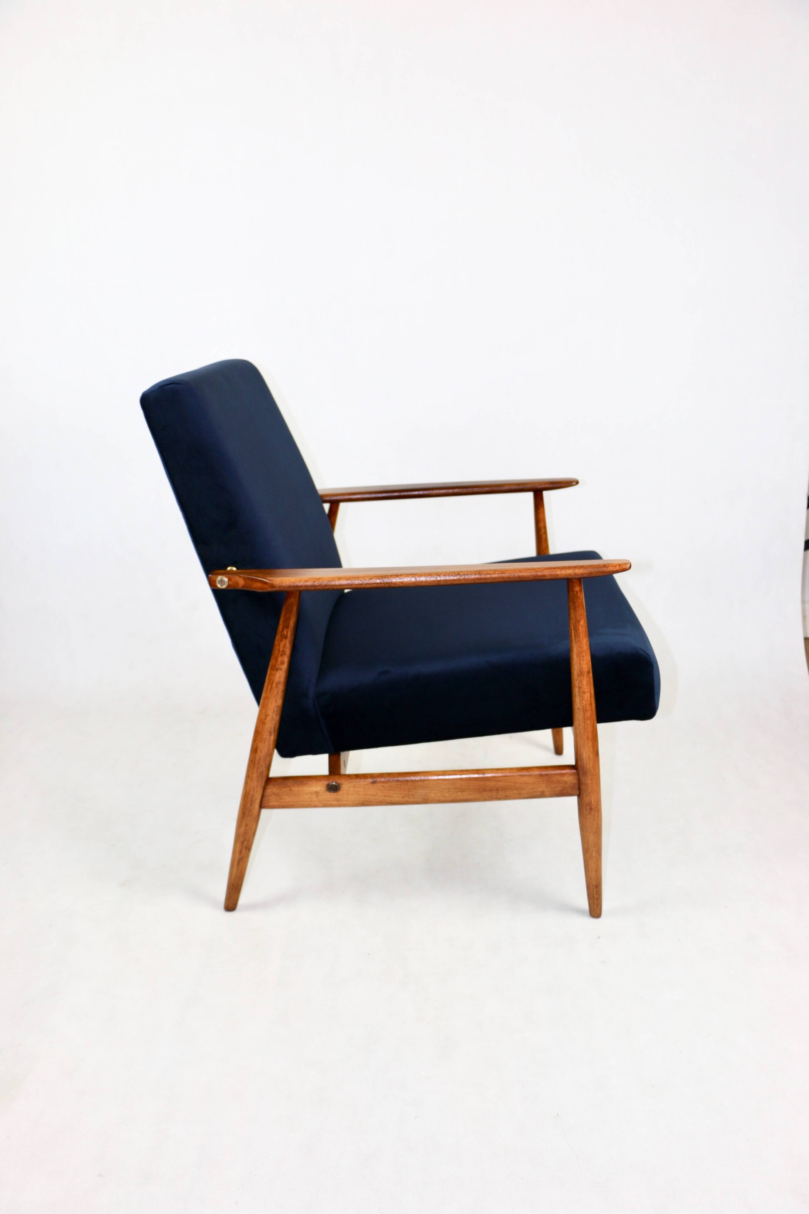 Armchair 'Lis', 1970s navy blue design by Henryk Lis