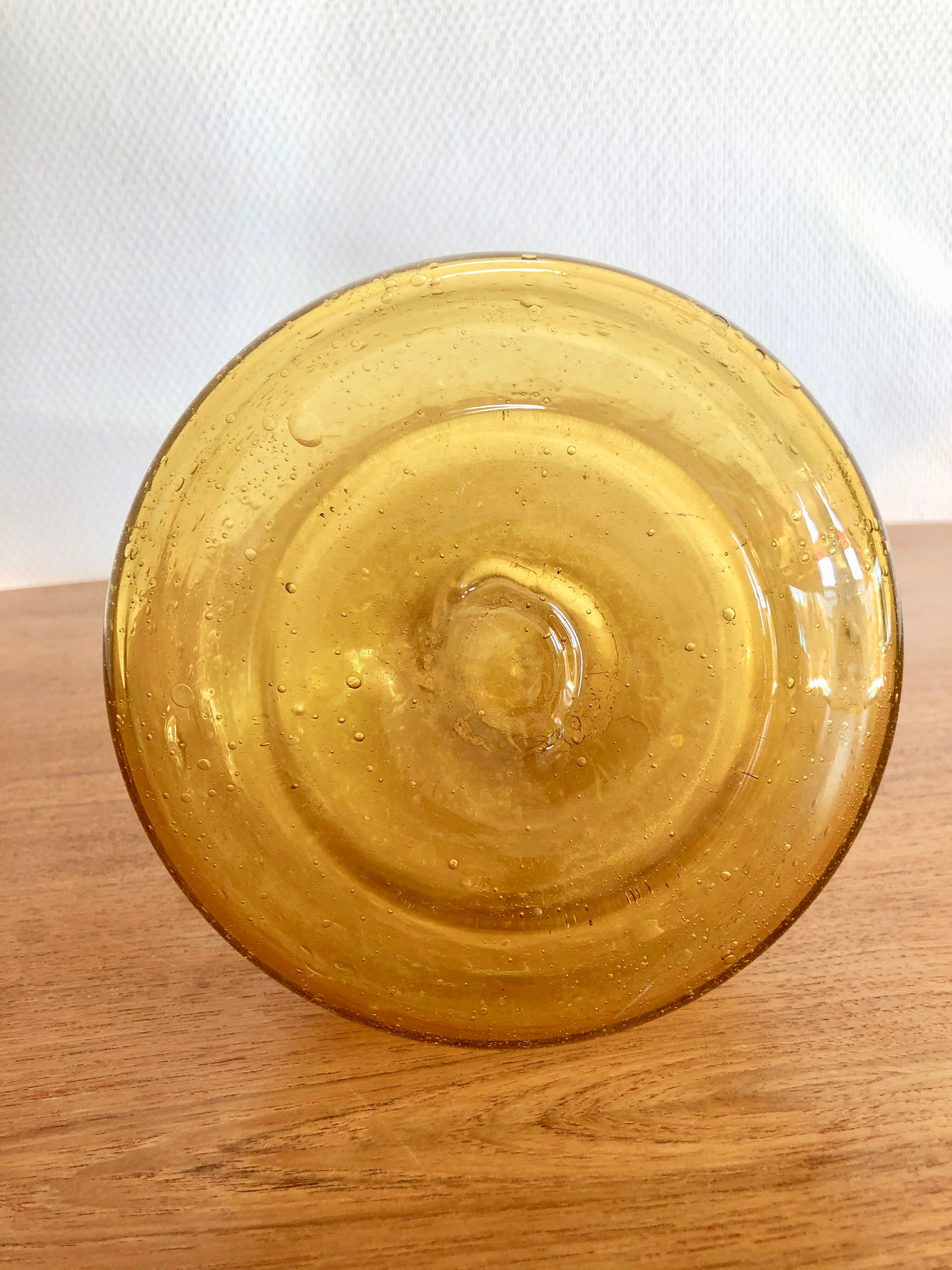Yellow blown glass decanter