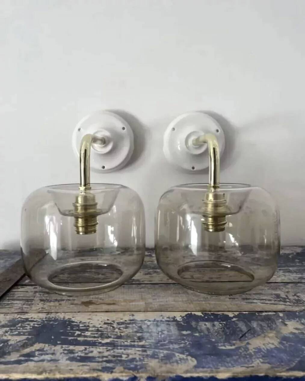 Pair of smoked glass wall sconces