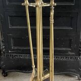 Brass fireplace accessory set with vintage stand