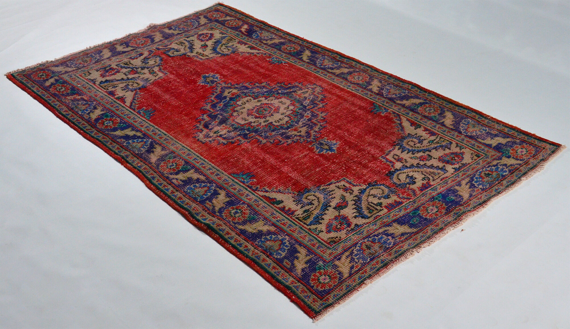 Anatolian handmade vintage rug 230 cm x 150 cm