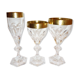 3 verres en cristal bord or Empire