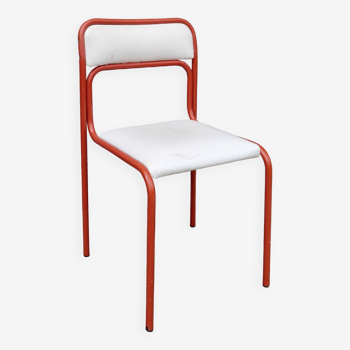 Chaise tubulaire en métal rouge seventies, 70s