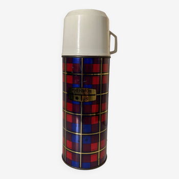 Thermos Limited Made in England Vintage 70s | Red, blue and gold tartan pattern