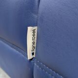 Canapé 3 places Michel Ducaroy Togo en cuir bleu Ligne Roset France années 1980