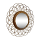 Vintage 1960s sunburst flower rattan wicker French Riviera mirror - 49 cm