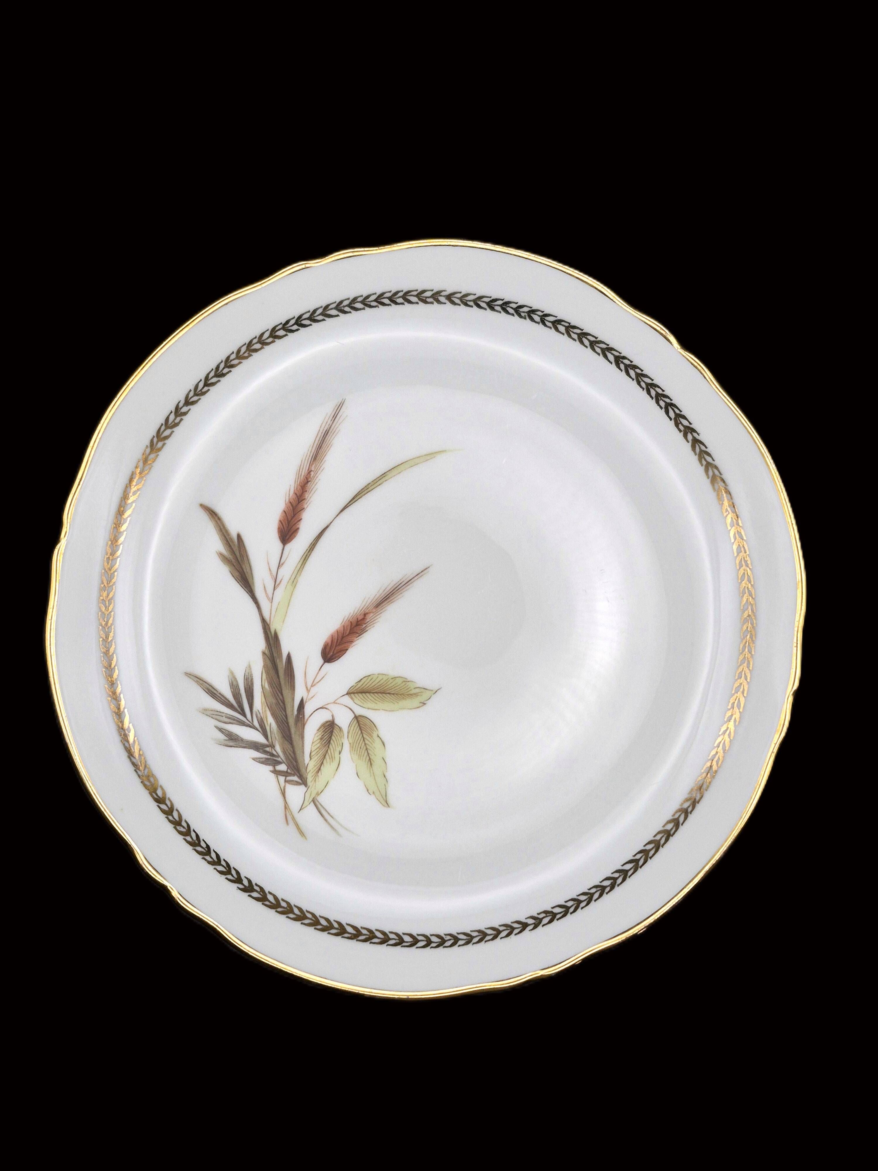 Set of 8 vintage dessert plates in porcelain – Wheat Ear pattern