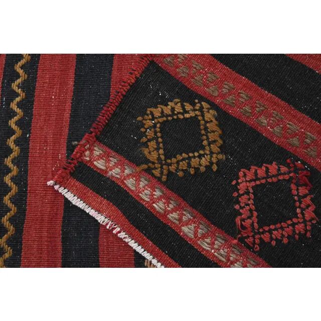 Vintage Turkish Hand-Knotted Wool Cotton Red Runner Rug 81x380