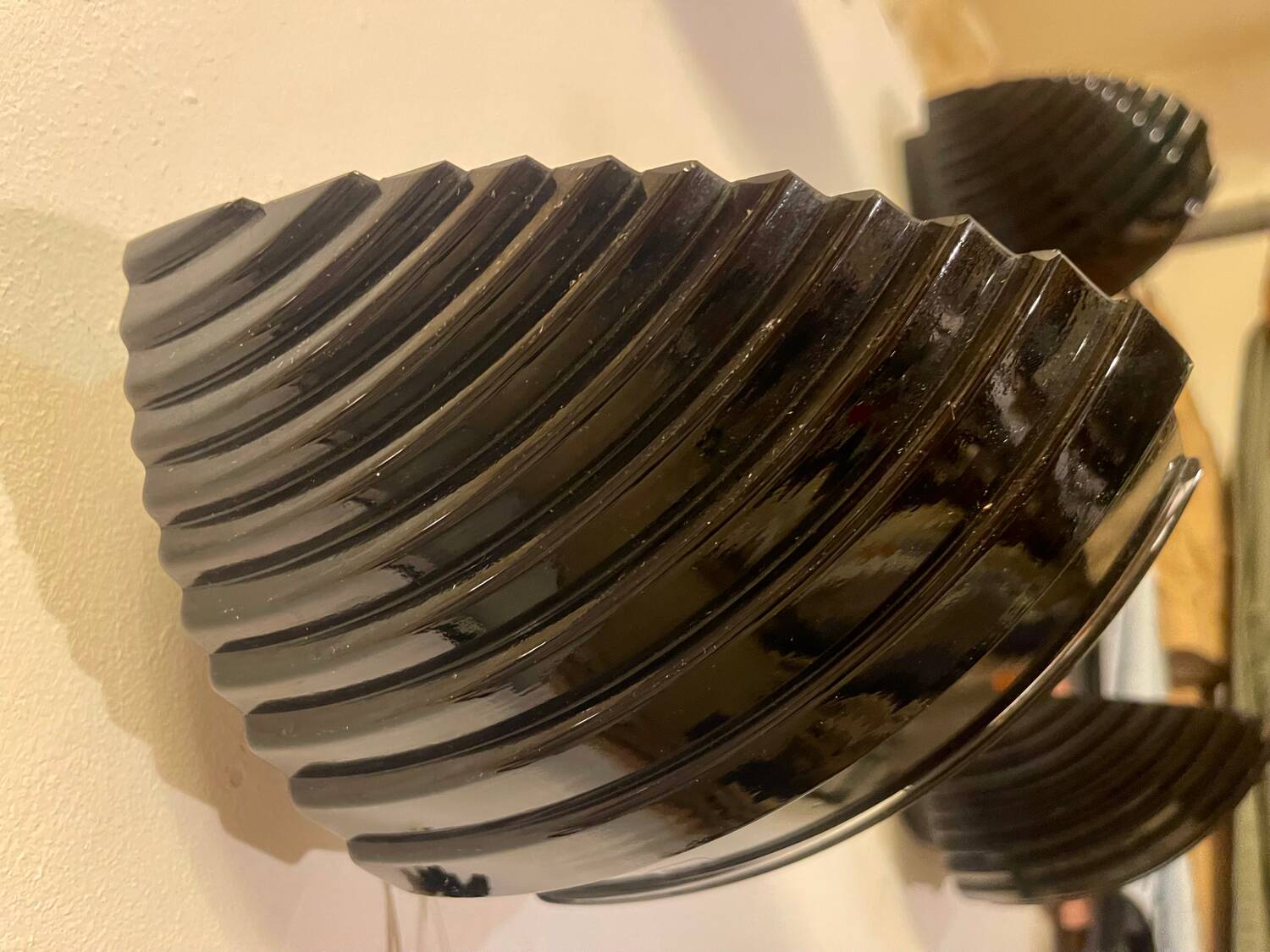 Black Vetri Sign Murano glass wall lamp PAIR, Italy 1990s