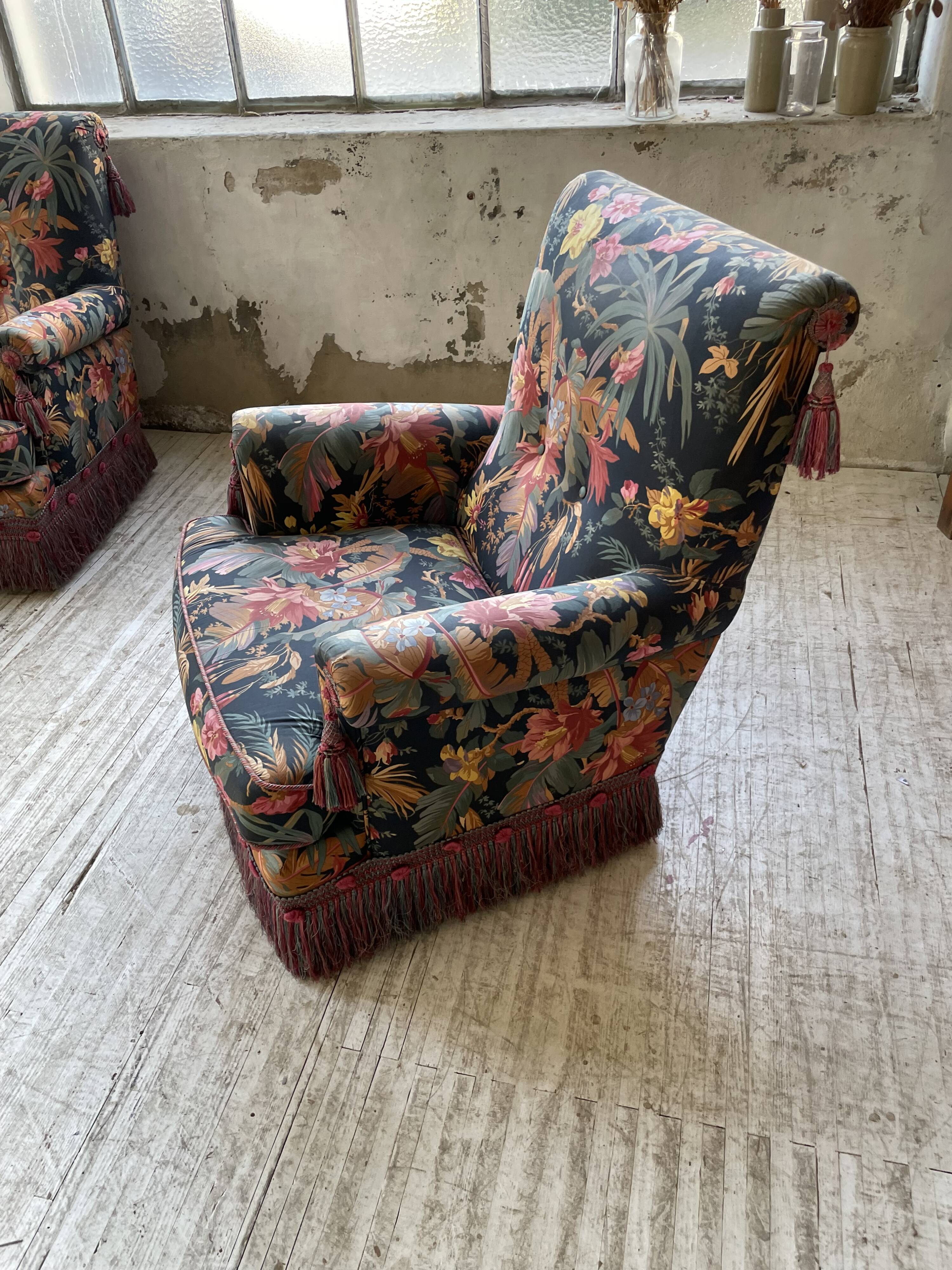 Jean Roche flowered armchair with armrests