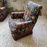 Fauteuil accoudoirs Jean Roche fleuri