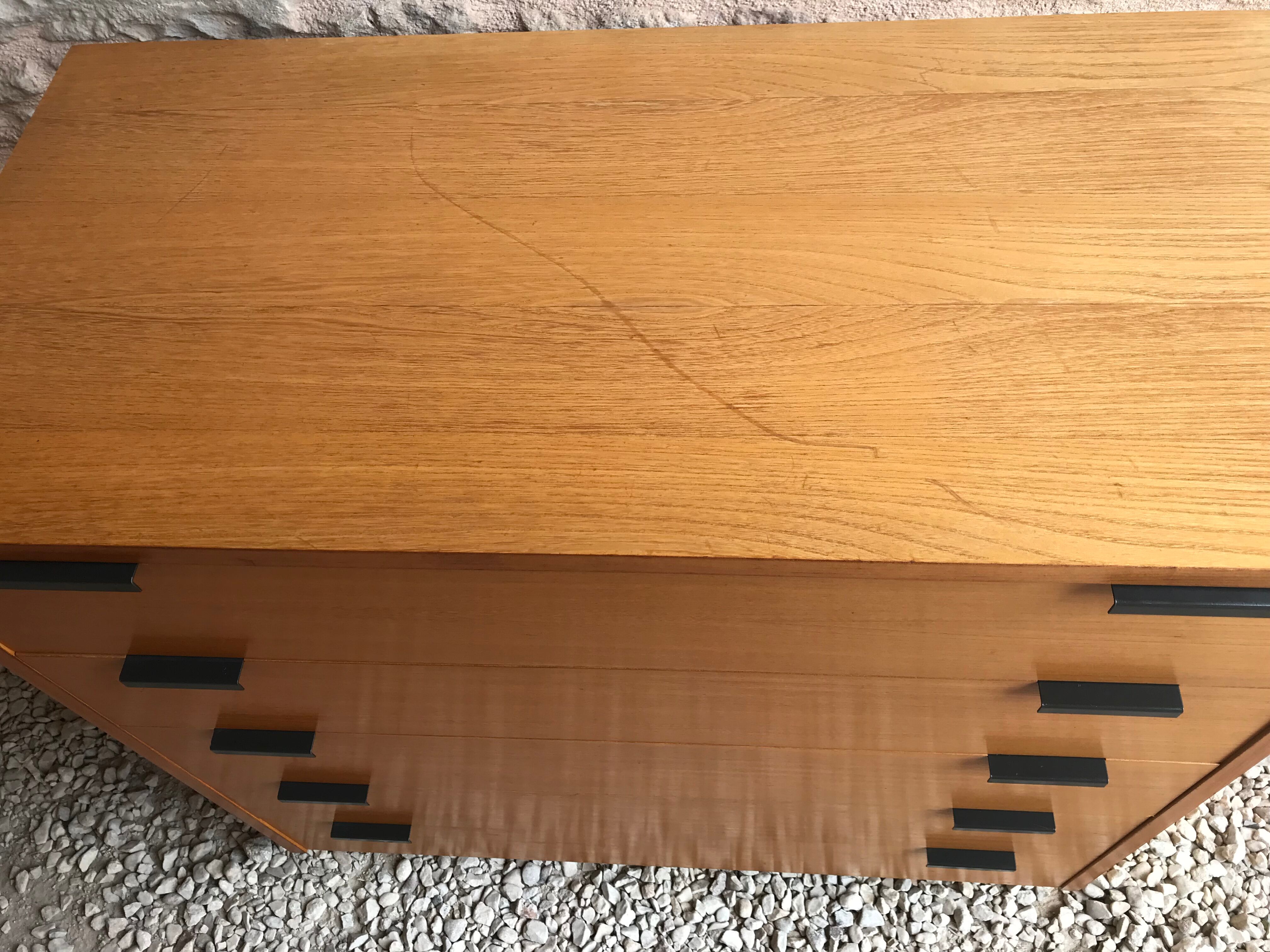 Vintage chest of drawers 1980's blond beech 5 drawers