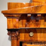 Biedermeier Secretaire in Cherrywood and Maple with Inlays and Brass, South Germany, 1830s