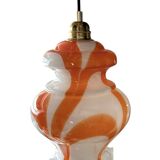Seventies orange and white marbled pendant light
