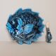 Beurrier en céramique bleue à décor de poisson et son couteau signés Vallauris, 1960