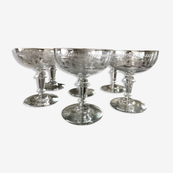 Suite de 6 coupes a champagne en verre art deco art de la table champagne cremant