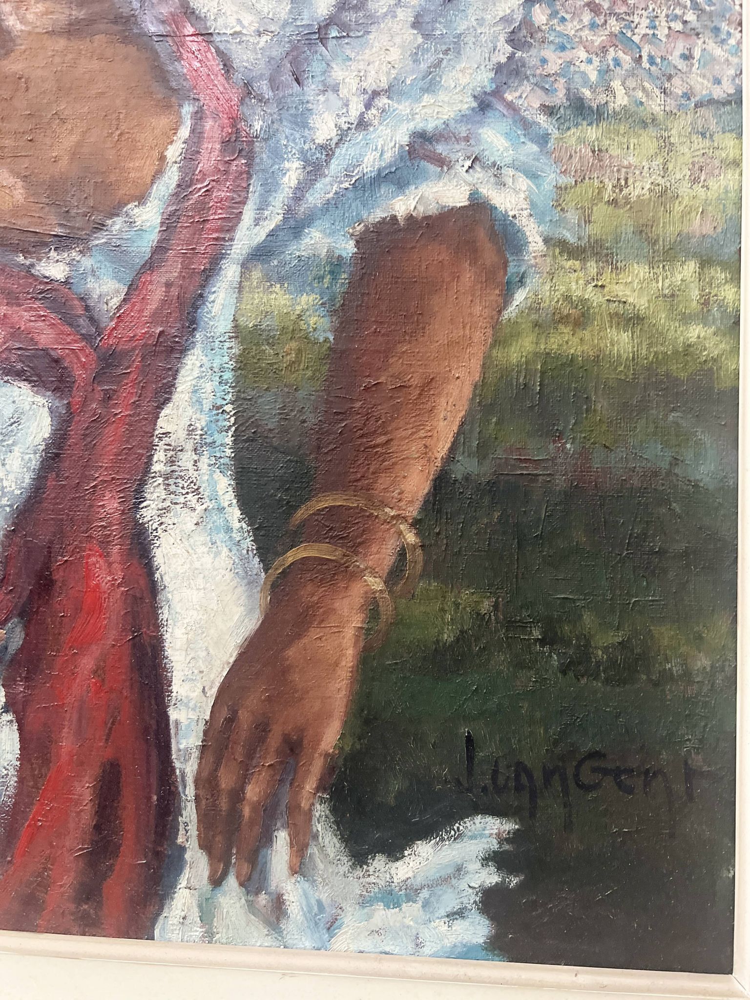 " La Gitane " huile sur toile encadrée. XX siècle