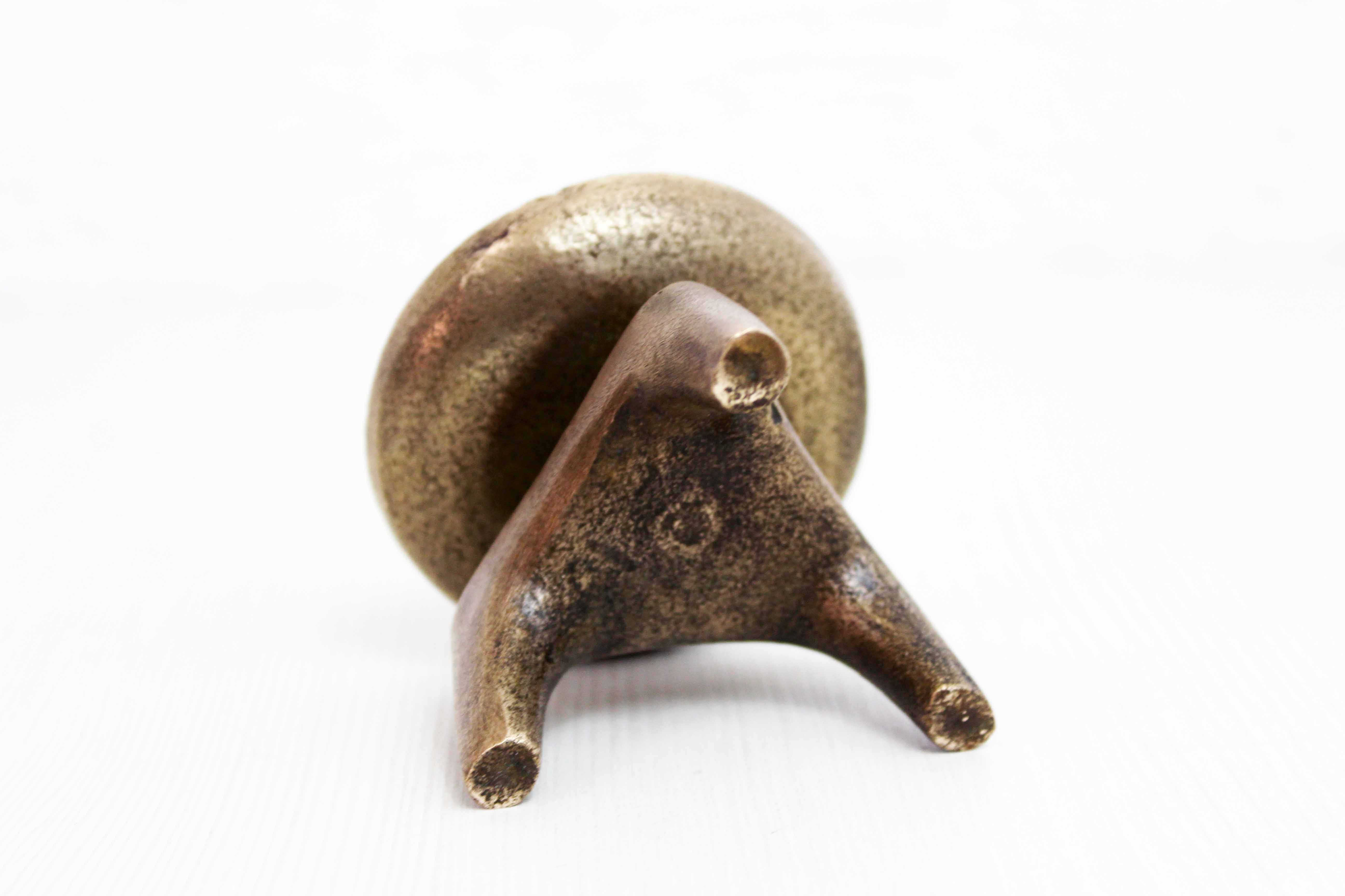 Brutalist bronze candle holder