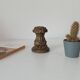Vintage candlestick Gargoyles studio in golden resin