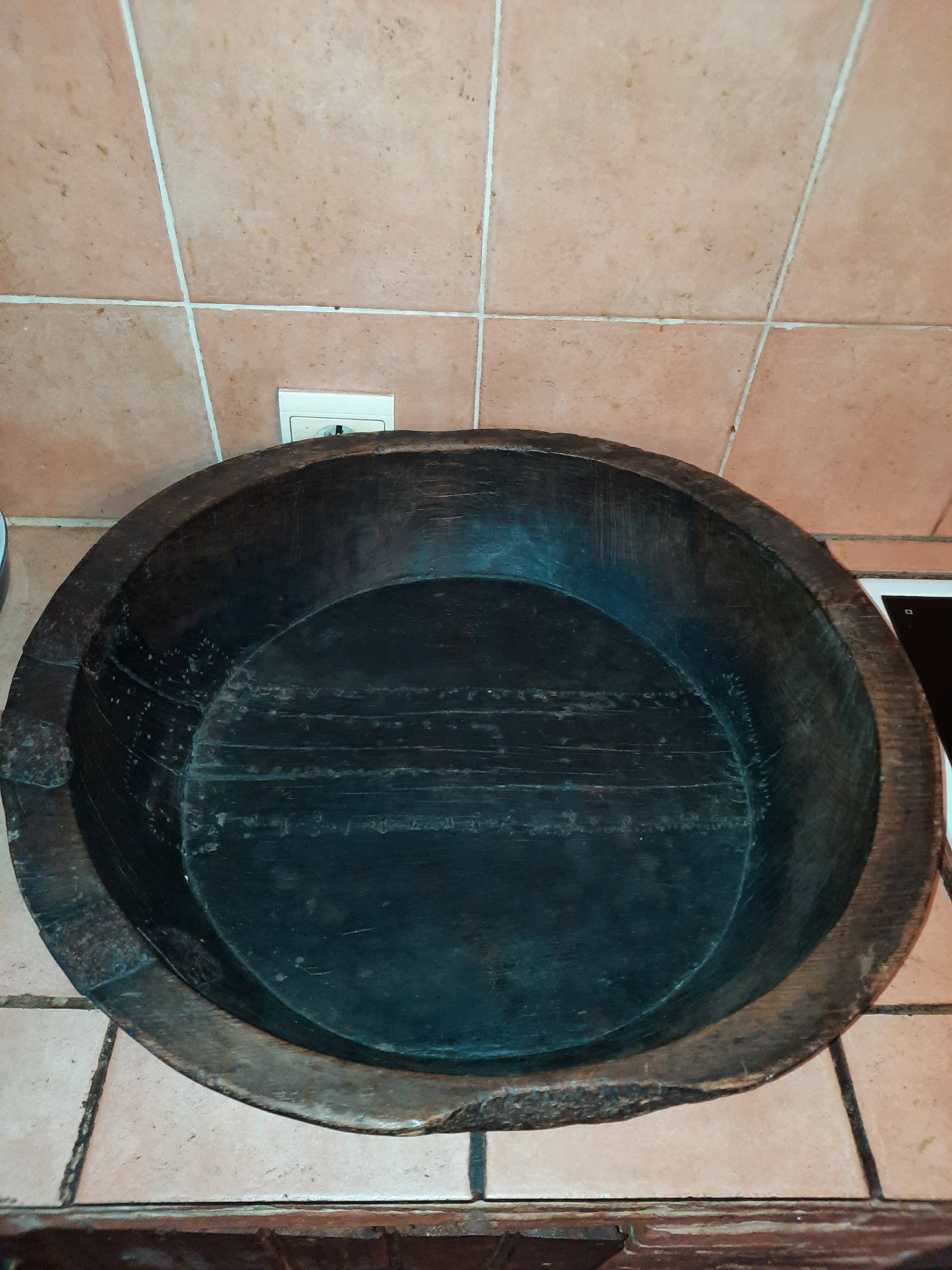 Large old wooden dish