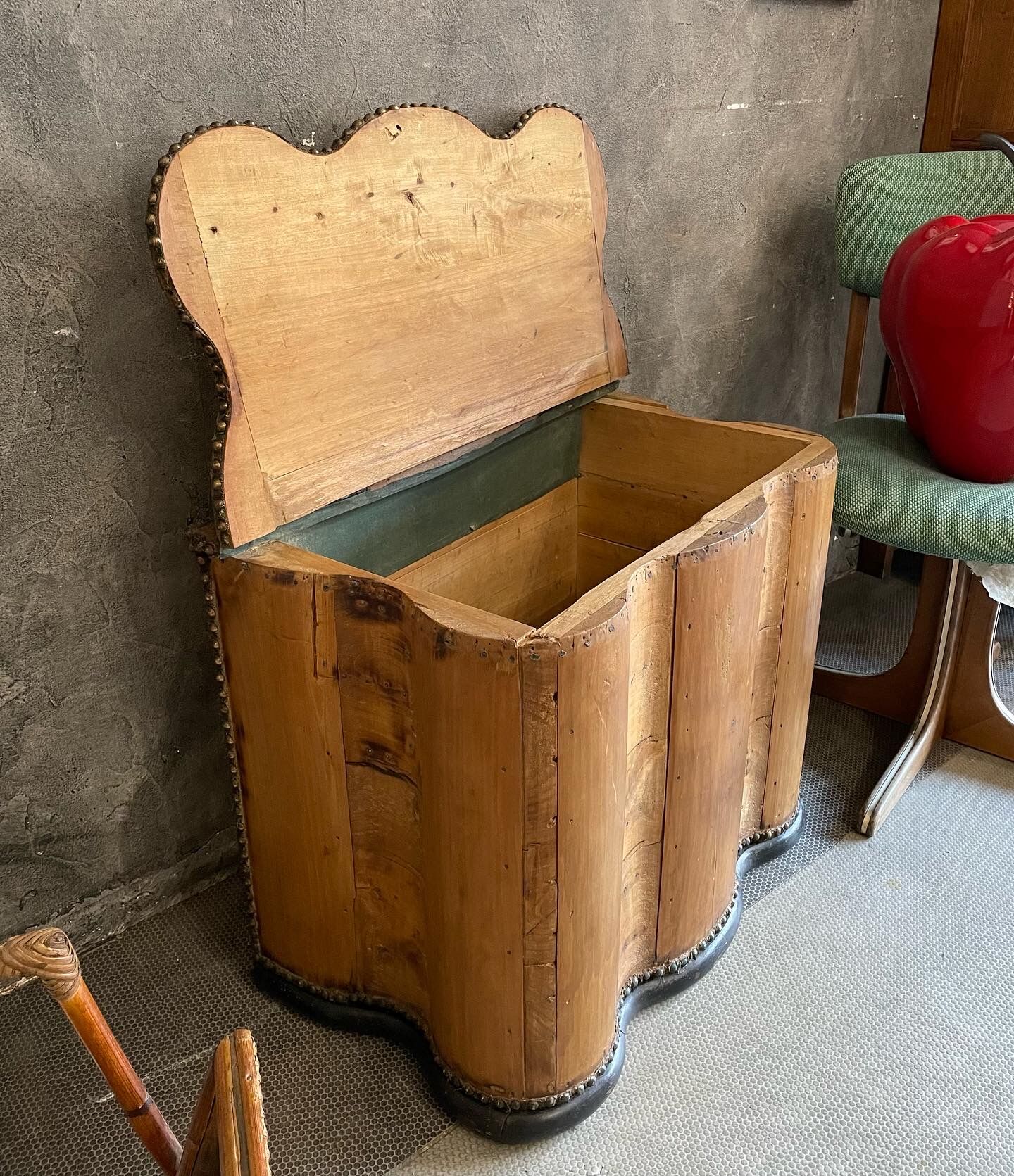 Rounded old wood chest