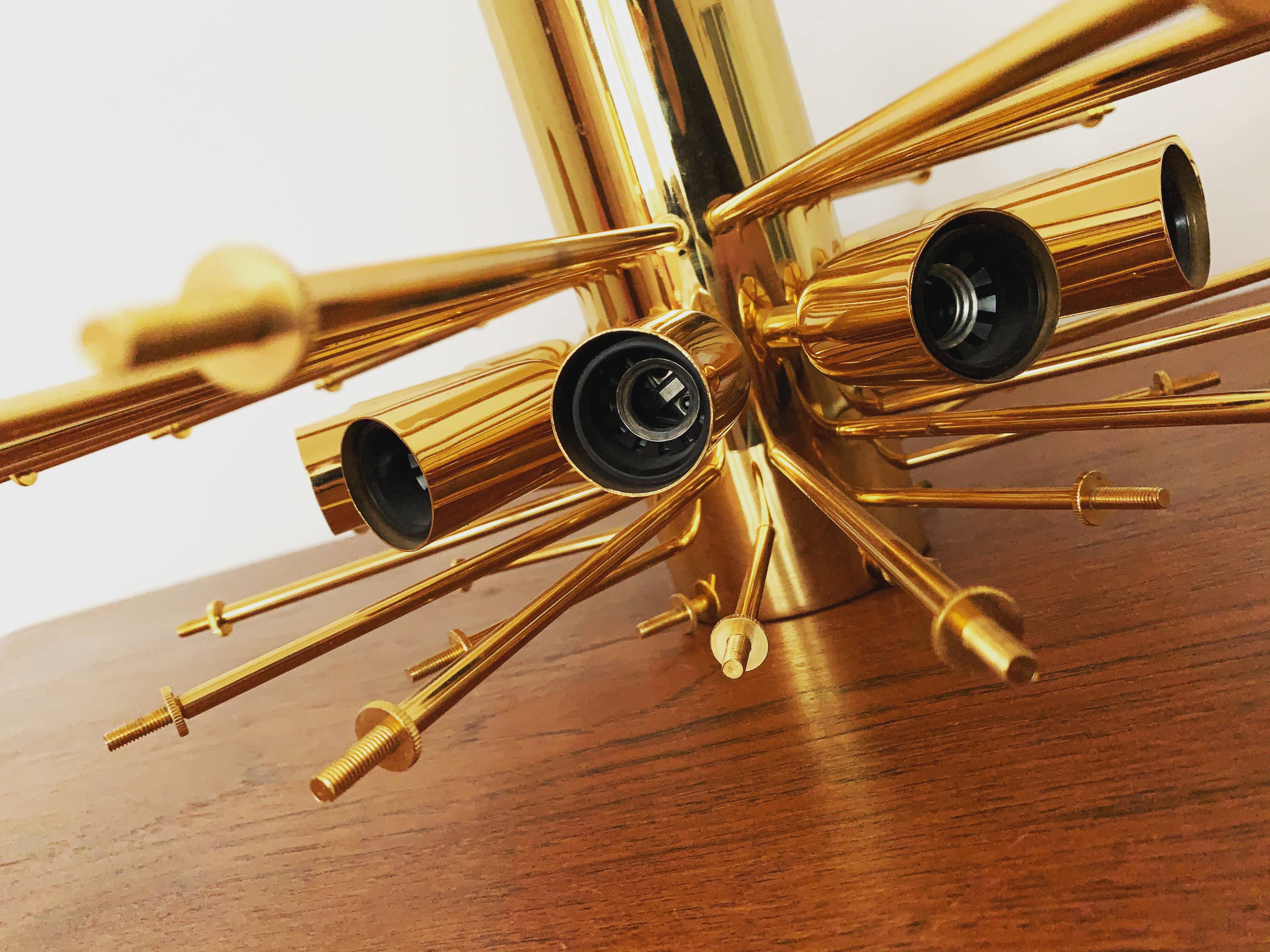 Gilded ice glass ceiling chandelier by J.T. Kalmar