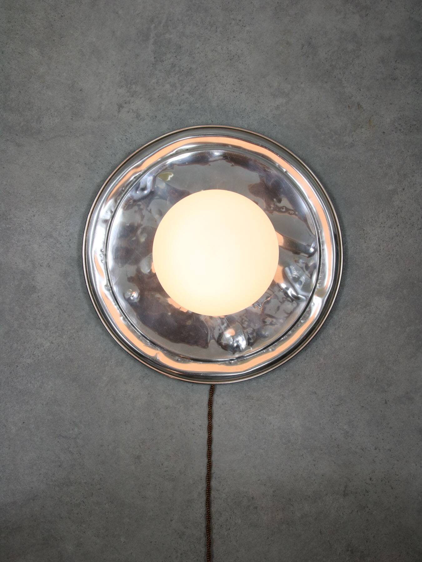 Vintage Metal and Opaline Pendant Lamp