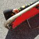 Folding chaise longue cous camp bed with flowers vintage brand Castel Joyeux