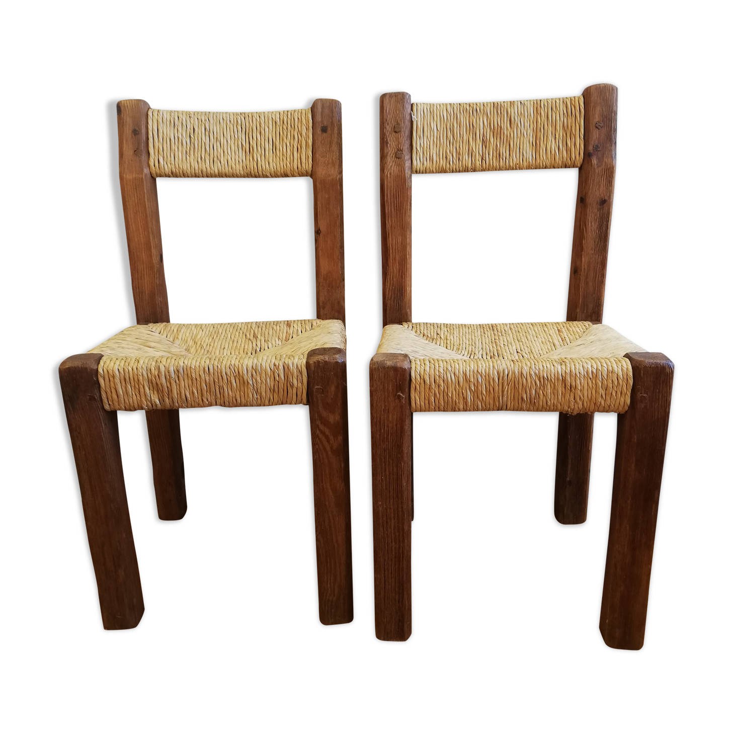 Pair of brutalist chairs mulched 50s