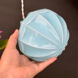 Vintage art deco globe pendant light in blue opaline