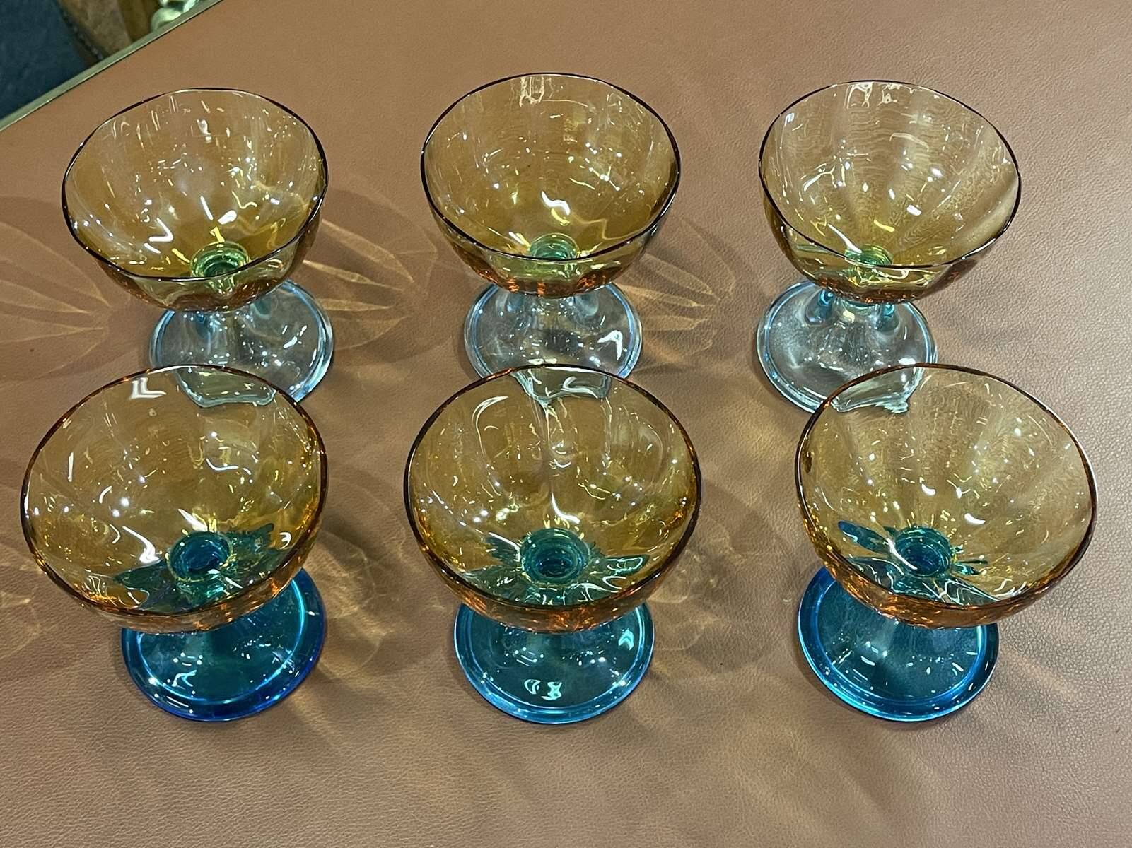 6 Georges Sand model crystal champagne glasses - 20th century
