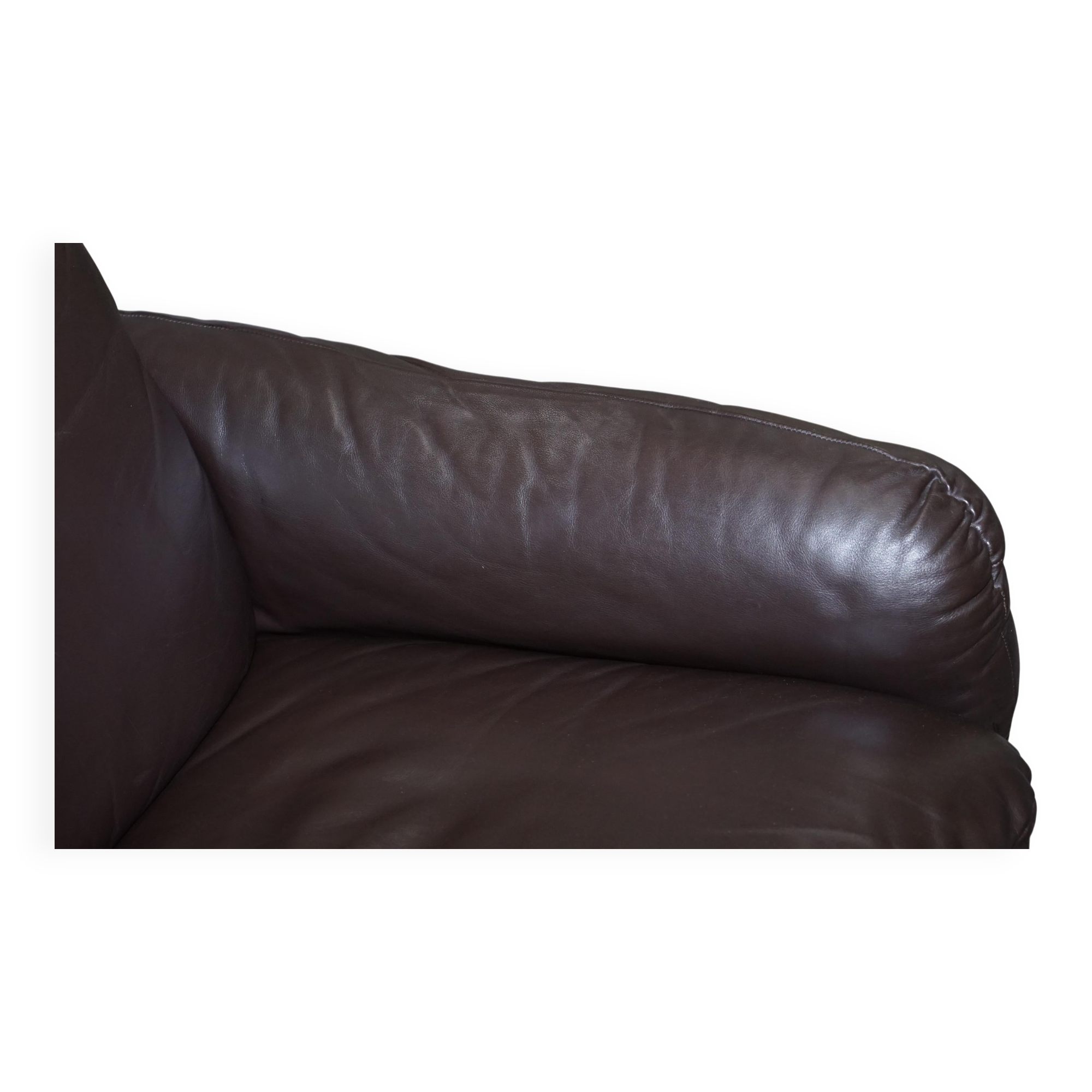 Two-seater Danish leather canapé Mid-Century Modern