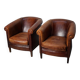 Vintage Dutch cognac coloured leather club chair, set of 2