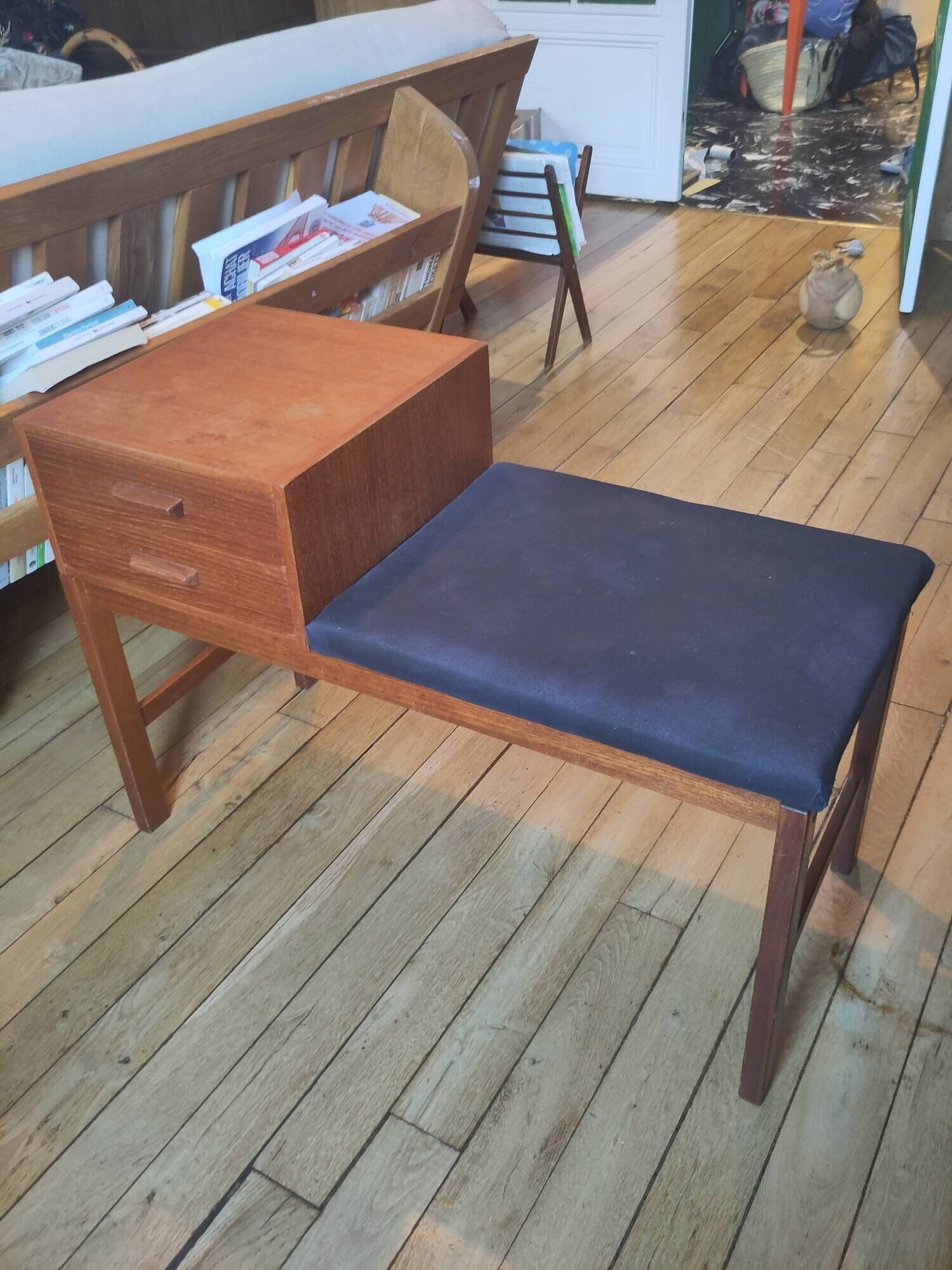 Vintage Scandinavian telephone bench