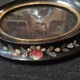 Napoleon frame III décor painted leafy flowers 23 cm x 17 cm